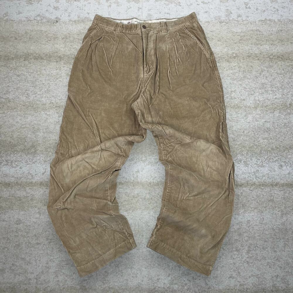 Vintage 90s Tommy Bahama Corduroy Pants 36x30 Baggy Wide Leg Fit Tan Cotton - Picture 2 of 4